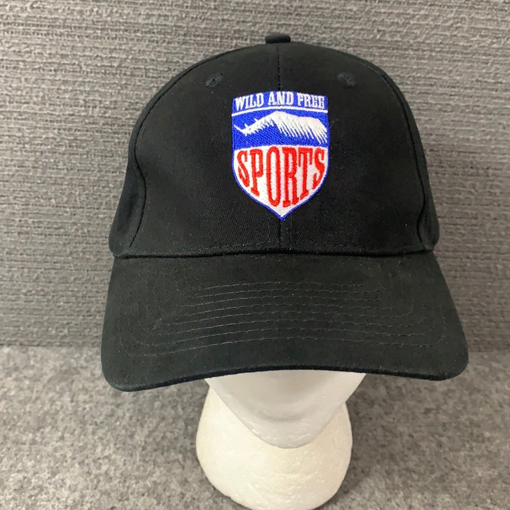Wild and Free Sports Baseball Hat Men's Adjustable Black Strapback Nissin Cap